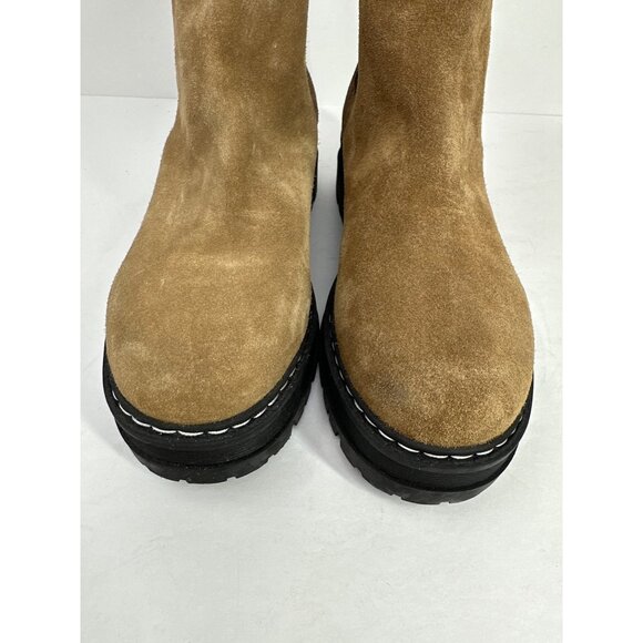 Marc Fisher LTD Privi Booties Women’s 9.5 Tan Leather Ankle Boots 2" Lug Sole - Picture 2 of 11